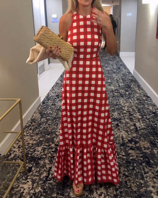 Kleid Lässig Ärmellos Kariert
