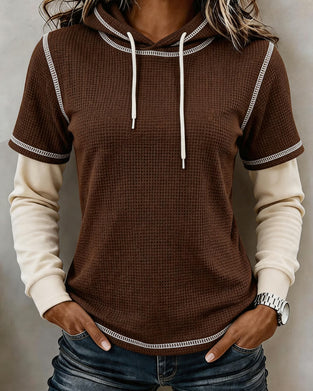 Hoodie Waffel Colorblock 2 In 1
