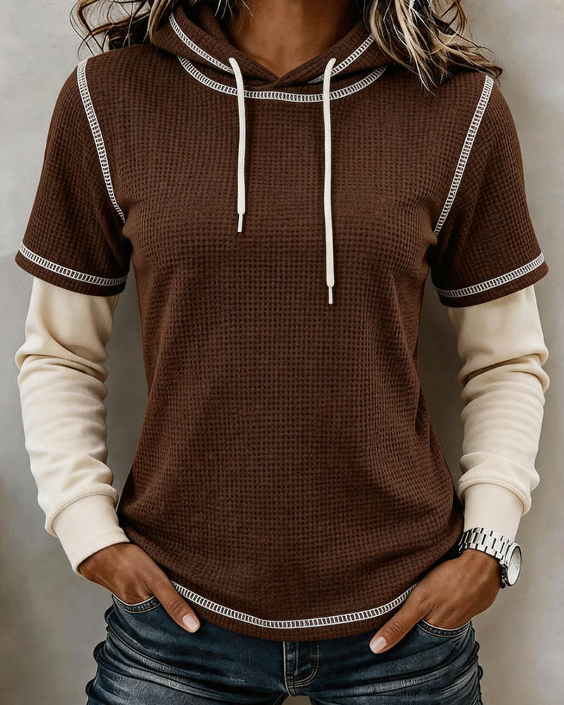 Hoodie Waffel Colorblock 2 In 1