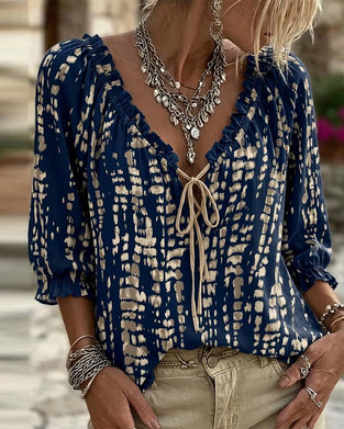 Bluse Bohemian Rüsche Bindung