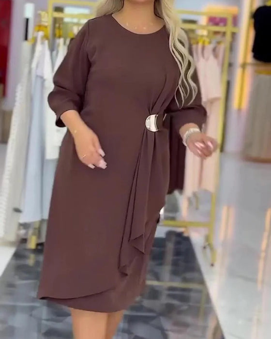 Kleid Plus Size Stilvoll Twist Knoten