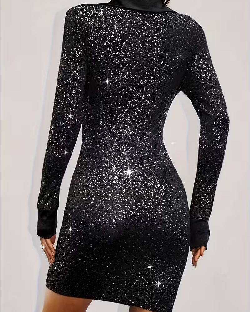 Kleid Sakkokragen gedruckt Party