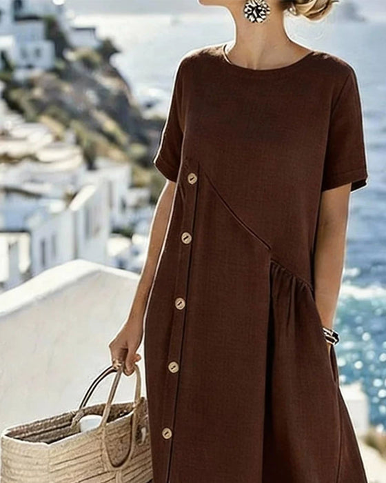 Kleid Knopf Dekor Lässig