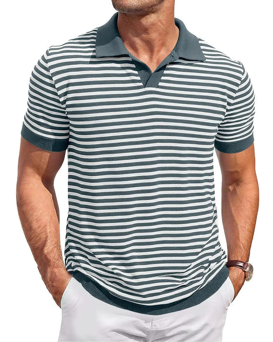 T-Shirt Polokragen Streifen Farbblock
