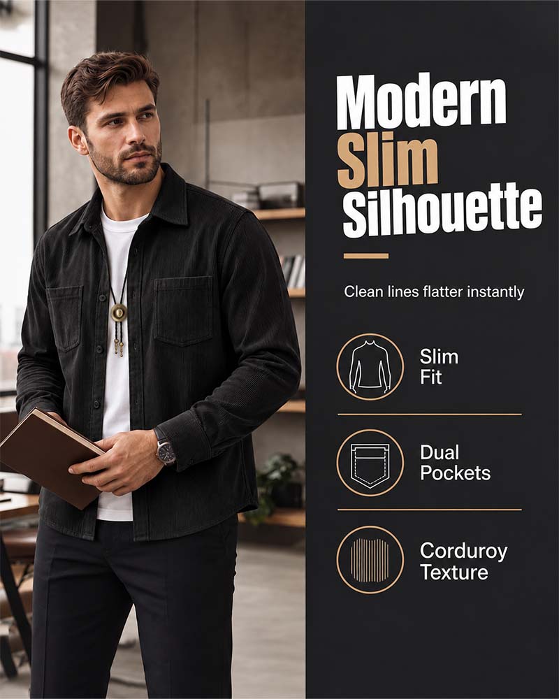 👔 Herren Lässige Cordhemdjacke – Klassische Textur Trifft Alltagskomfort