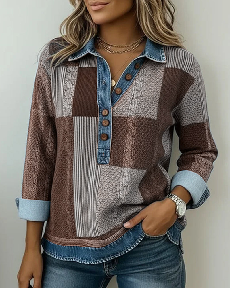 Sweatshirt mit langen Ärmeln und Colorblock-Print