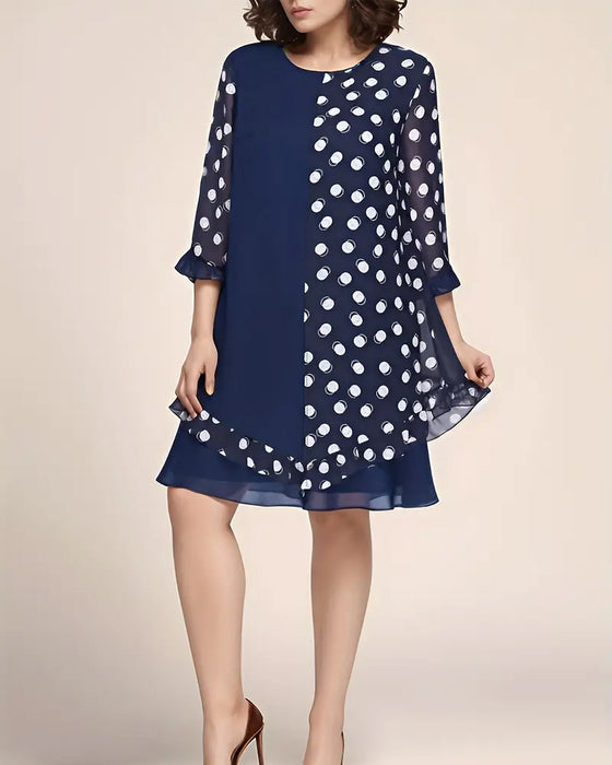 Kleid mit Patchwork im Punktmuster