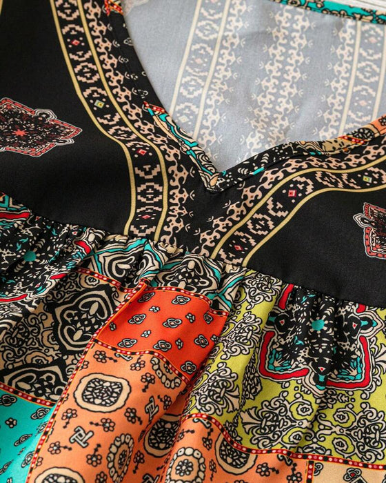 Plisierter T-Shirt Mit Vintage-Muster