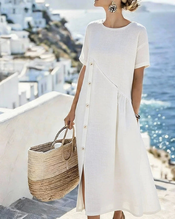 Kleid Knopf Dekor Lässig