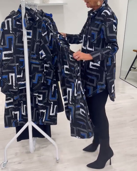 Hemd mit geometrischem print und revers