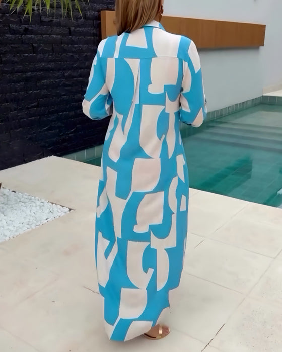 Kleid Casual Hemd Lang