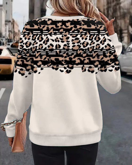 Sweatshirt Mit Rundhals Und Leopardenmuster