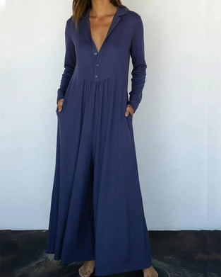 Jumpsuit einfarbig zugeknöpft lässig