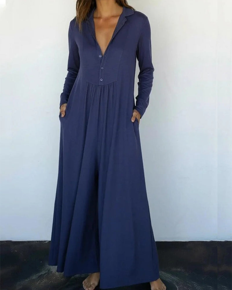 Jumpsuit einfarbig zugeknöpft lässig