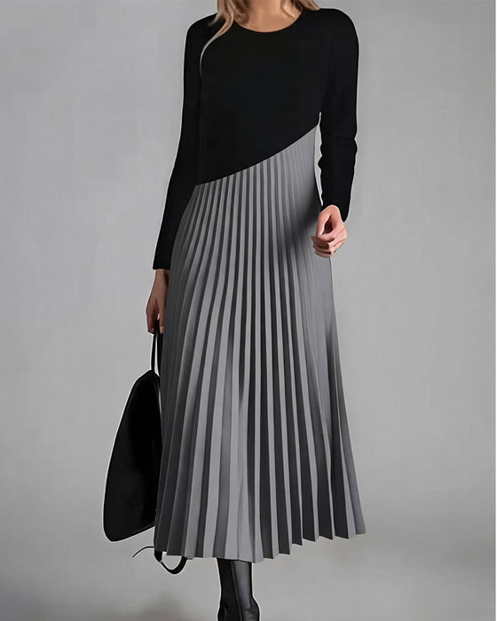 Kleid Patchwork Plissiert Midi