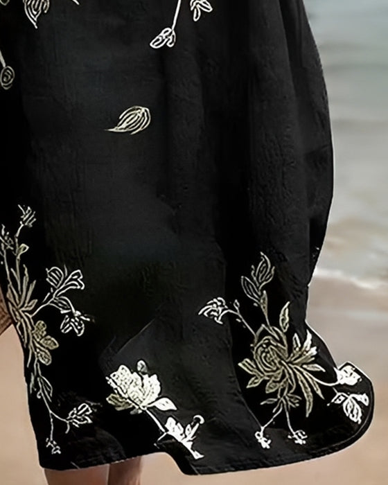 Kleid Rundhals Kurzarm Lässig Druck