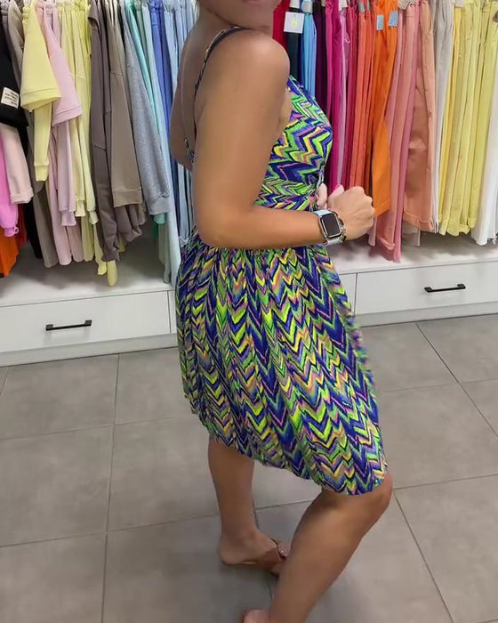 Kleid V-Ausschnitt Camisole Lässig