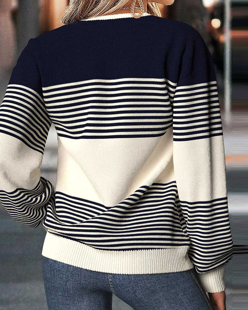 Pullover Gestreift Rundhals Pullover