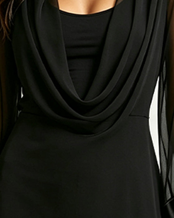 Kleid Stilvoll Drapierter Ausschnitt Sheer