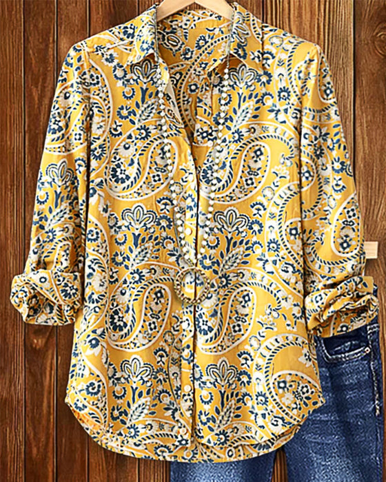 Hemd Revers Paisley Langarm