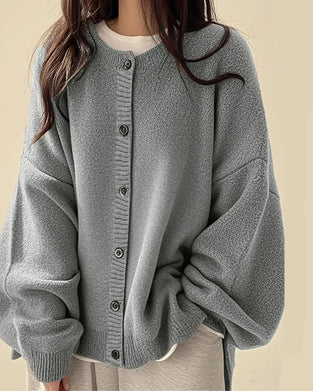 Cardigan Rundhals Geknöpft Pullover