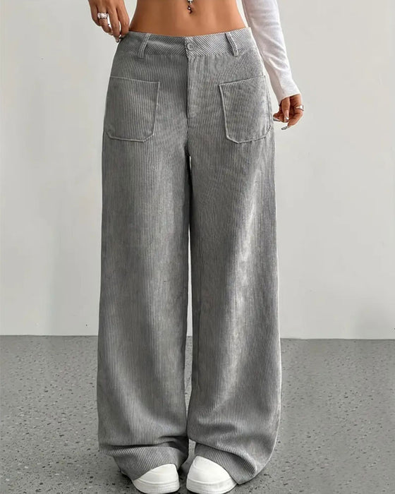 Hose Vorne Hinten Tasche Einfarbig Gerades Bein Lang