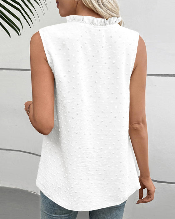 Tanktop Spitze Rüschenkragen Einfarbig