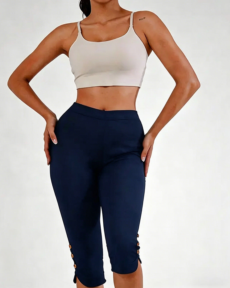 Leggings Einfarbig Schmal Geschnitten Gekürzt