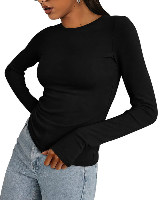 T-Shirt Rundhals Slim Fit Langarm Uni