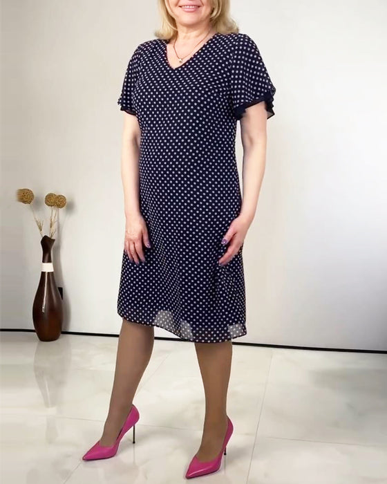 Kleid V-Ausser Punktiert Chiffon
