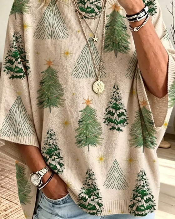 Pullover Halb Ärmel Weihnachtsbaum Locker