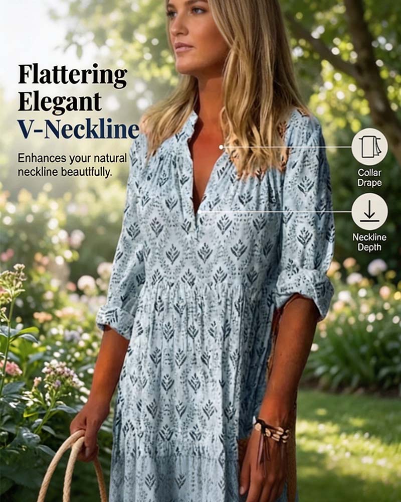 Kleid Vintage V-Ausschnitt Geblümt