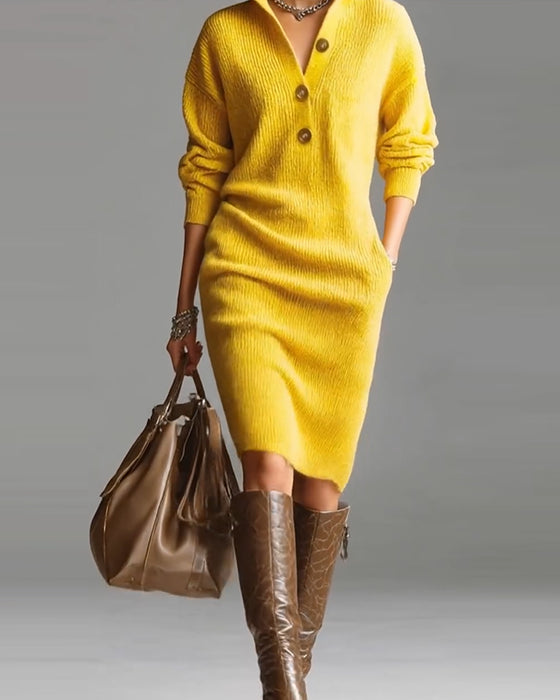 Pulloverkleid lässig einfarbig Herbst und Winter
