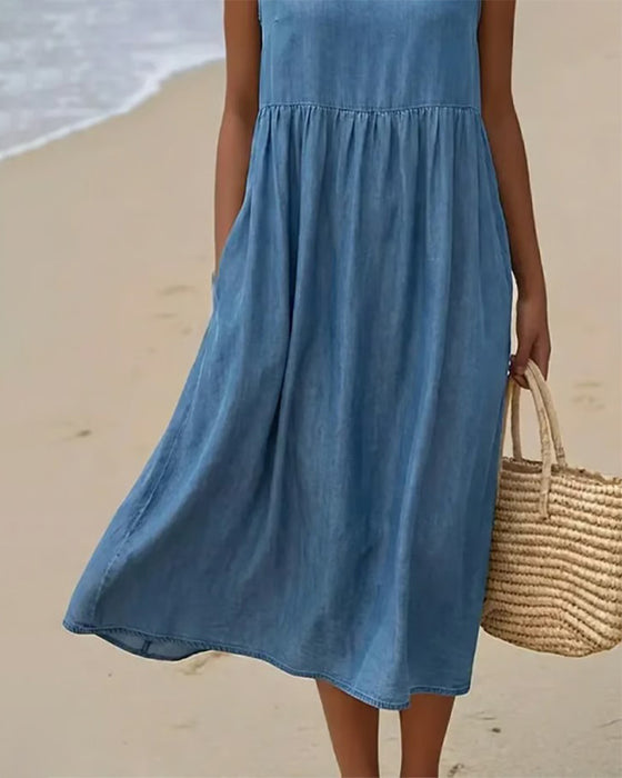 Kleid ärmellos lässig Denim