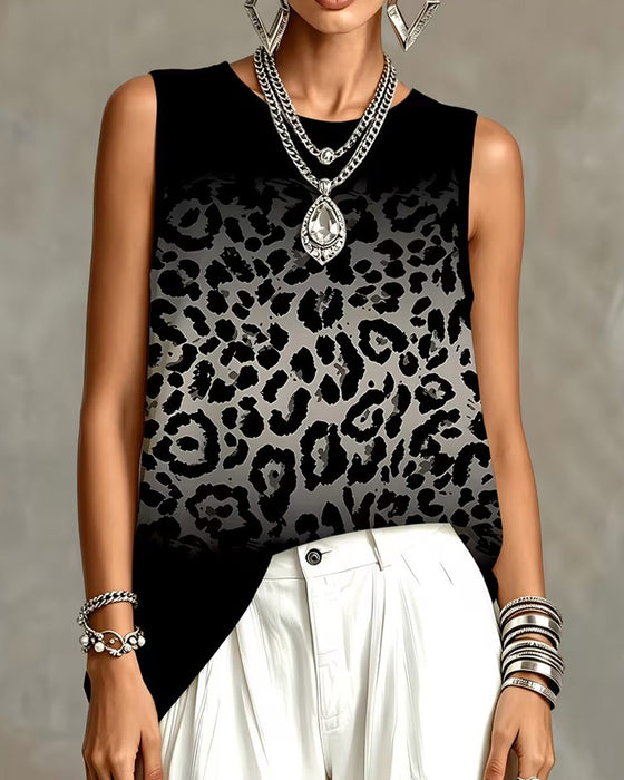 Tank Top Ombre Leopard Ärmellos