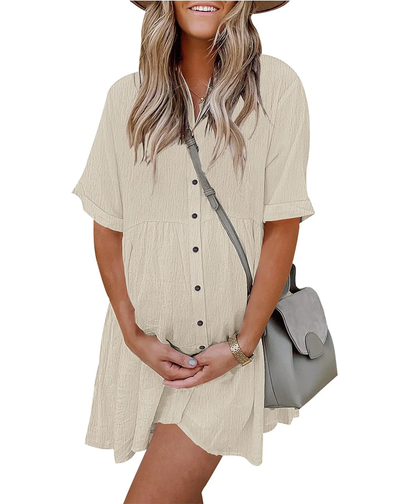 Kleid Knopfleiste Hemdenstil Lässig
