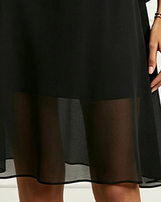 Kleid Stilvoll Drapierter Ausschnitt Sheer