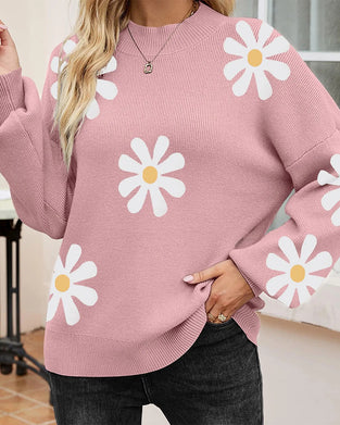 Gedruckter Langarm‑Pullover