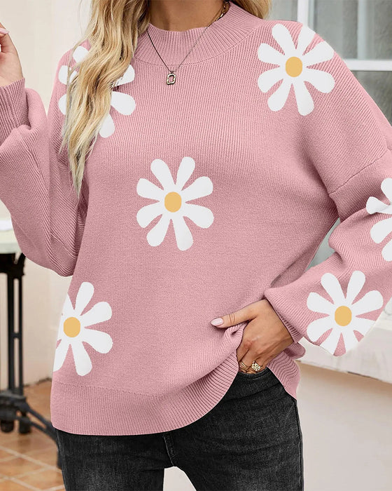 Gedruckter Langarm‑Pullover