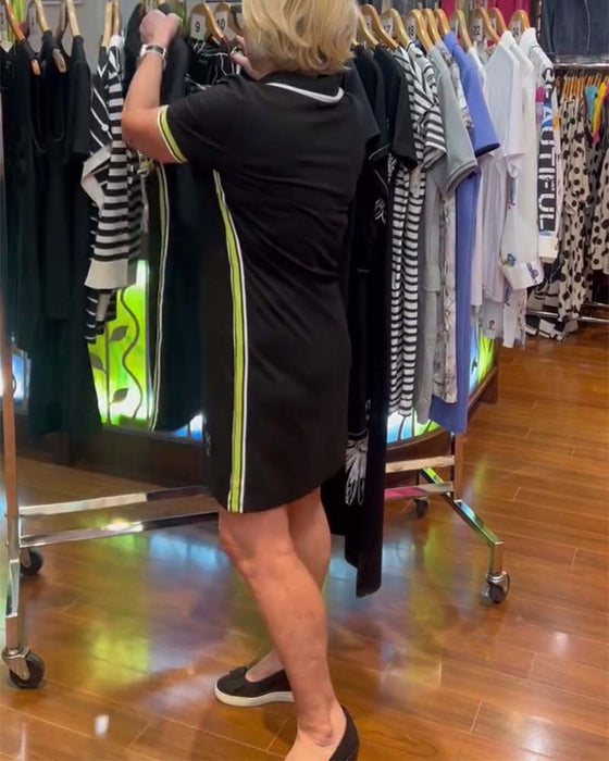 Kleid Revers Kontrast Schleife Gerade