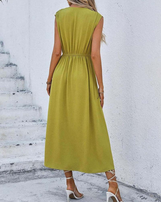 Kleid Einfarbig Tailliert Bindung