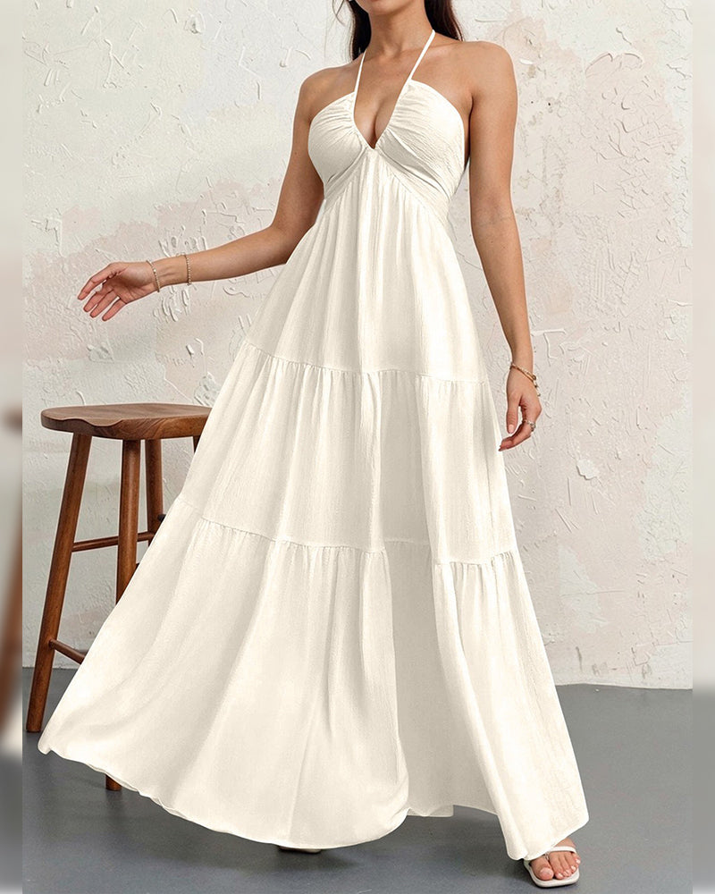 Kleid Mode Uni Halter