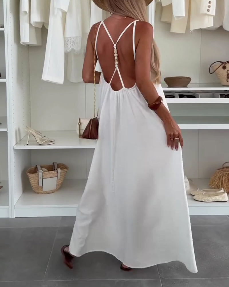 Kleid Rückenfrei Cami Urlaub Maxi