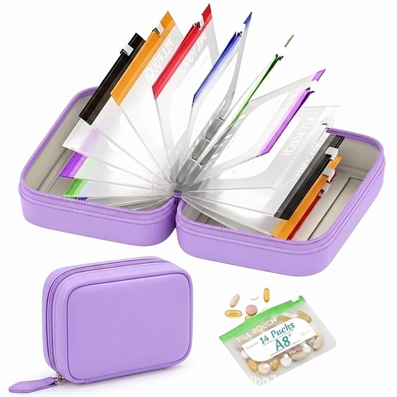 Premium wasserdichtes PU-Reise-Pillenbox-Set