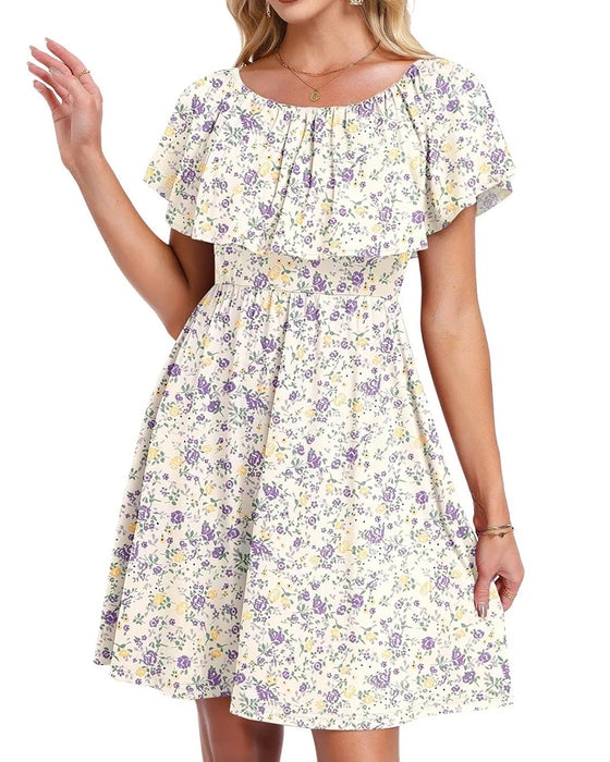 Kleid Blumig Off-Shoulder Midi
