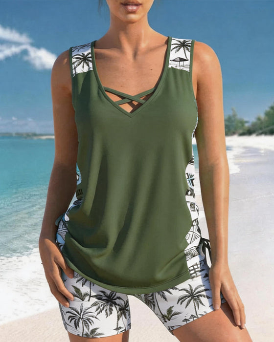 Urlaub Tankini Bedruckt Mit Kreuzträgern