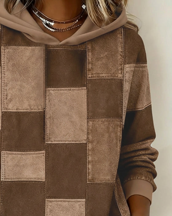 stylischer karierter Hoodie mit langen Ärmeln