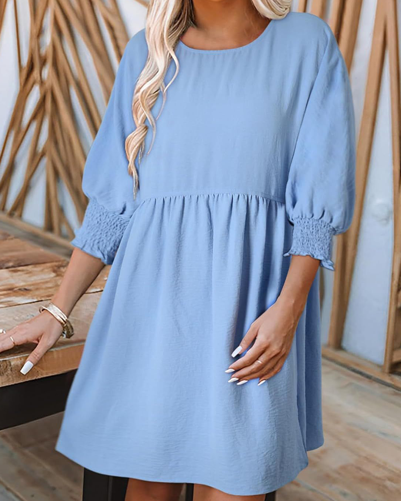 Kleid Damen Unifarben taillierend