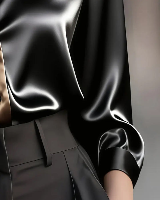 Hemd Modisch Business-Satin Colorblocking