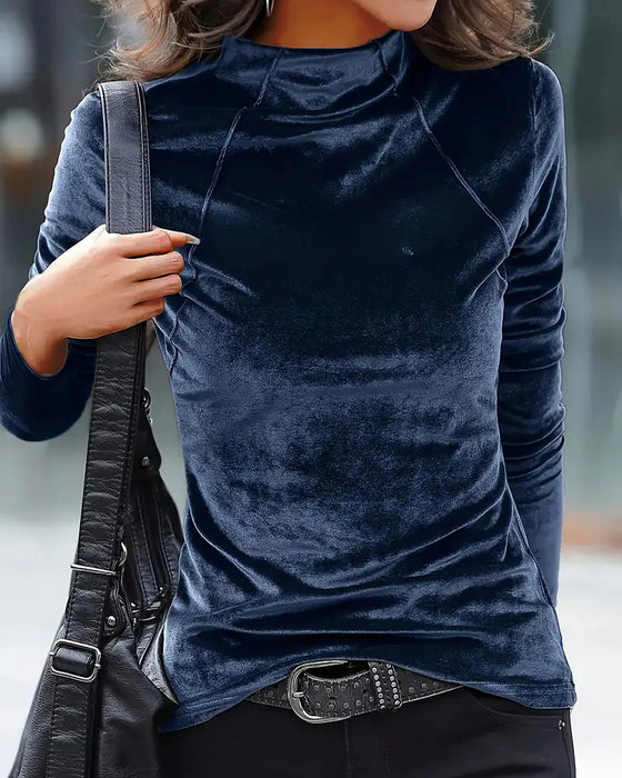 T-Shirt mit Stehkragen, modisch, einfarbig